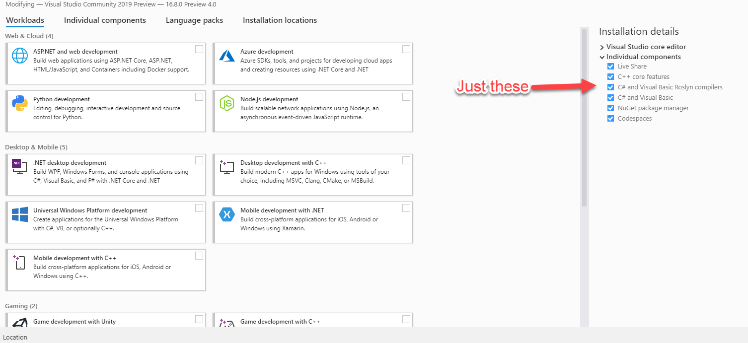 Visual Studio Codespace Installation Requirement